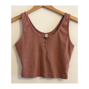 BP Cropped 3 Button tank Top Mauve Pink Sz Small